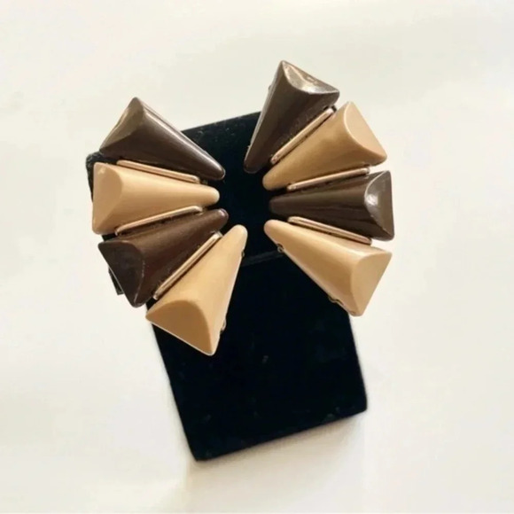 Vintage Plastic Brown Celluloid German Ear Climber Earrings. - Picture 3 of 6